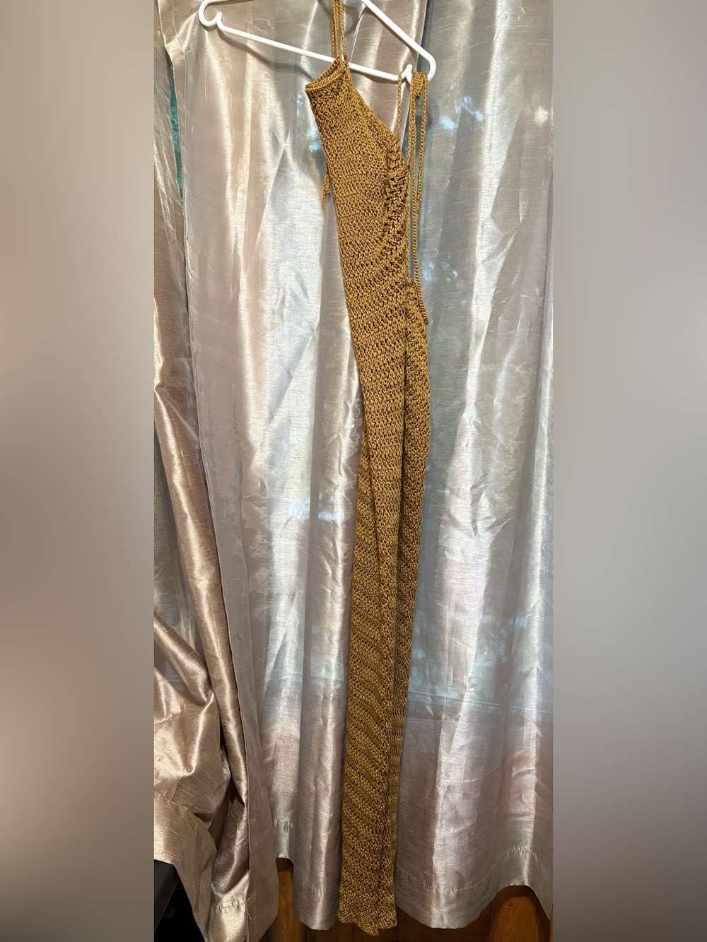 Neutral Tan Open-Knit Dress Large